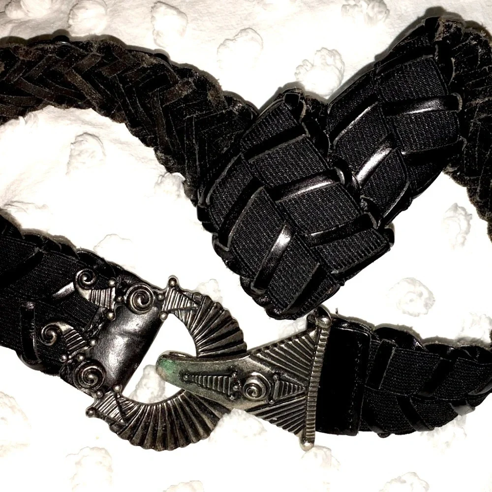 Genuine Leather Braided Belt, Metal Buckle, 36
